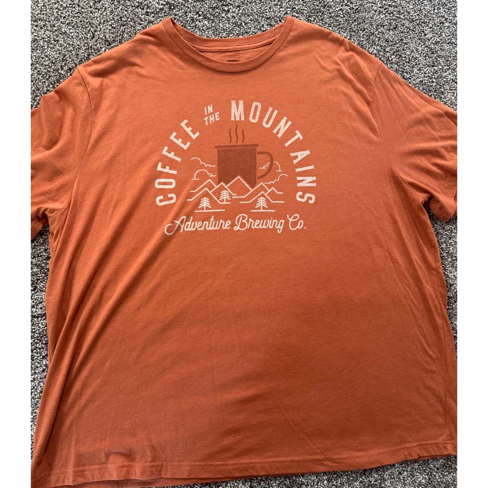 Sonoma Mens Coffee In The Mountains Graphic T-Shirt 3XB Orange Adventure Brewing